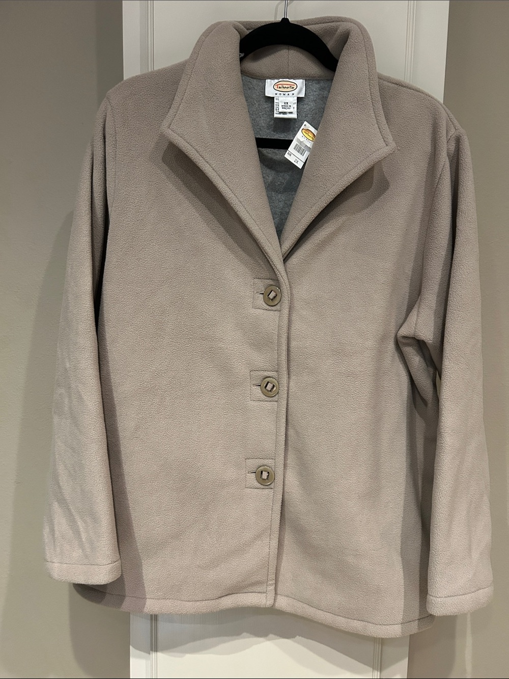 Nwt Talbots Women's Taupe Button-Front Fleece Jacket